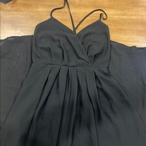 Active USA Black Ruched Tie Front Maxi Dress